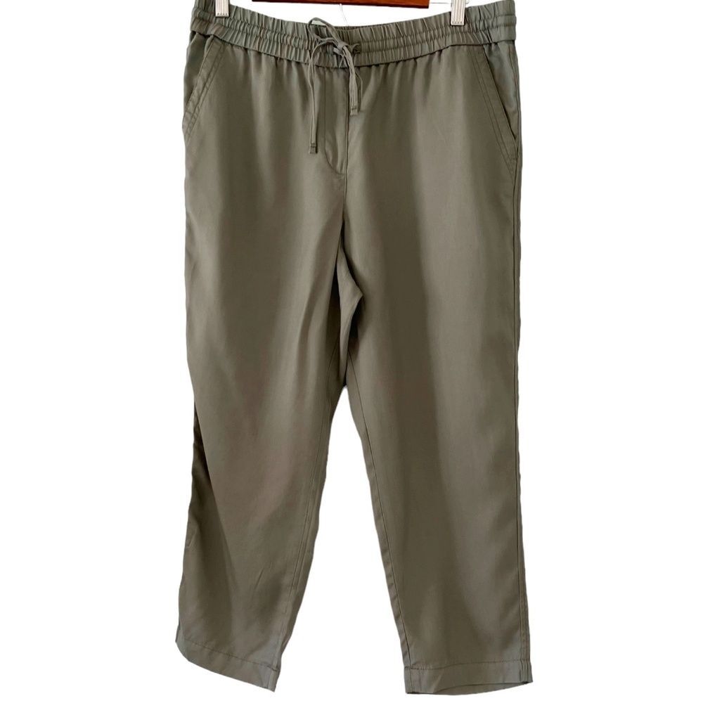 Talbots NEW Pull On Elastic Waist Capri Pants In Light Olive Size 12P